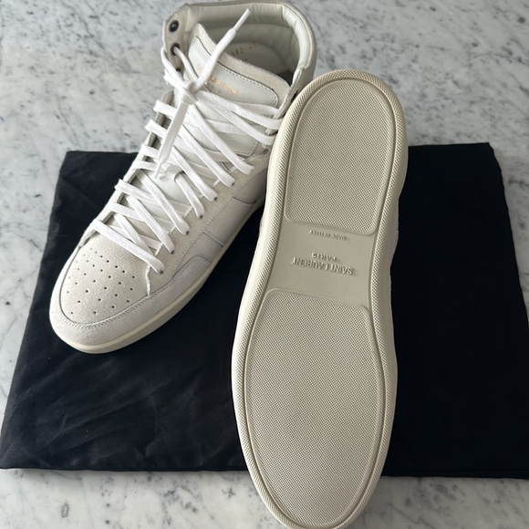 SAINT LAURENT SL10H SUEDE HI-TOP SNEAKERS - WHITE - SIZE 43/10 - Picture 3 of 7